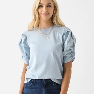 Frame Women's Puff Sleeve Tee Light Blue Size L